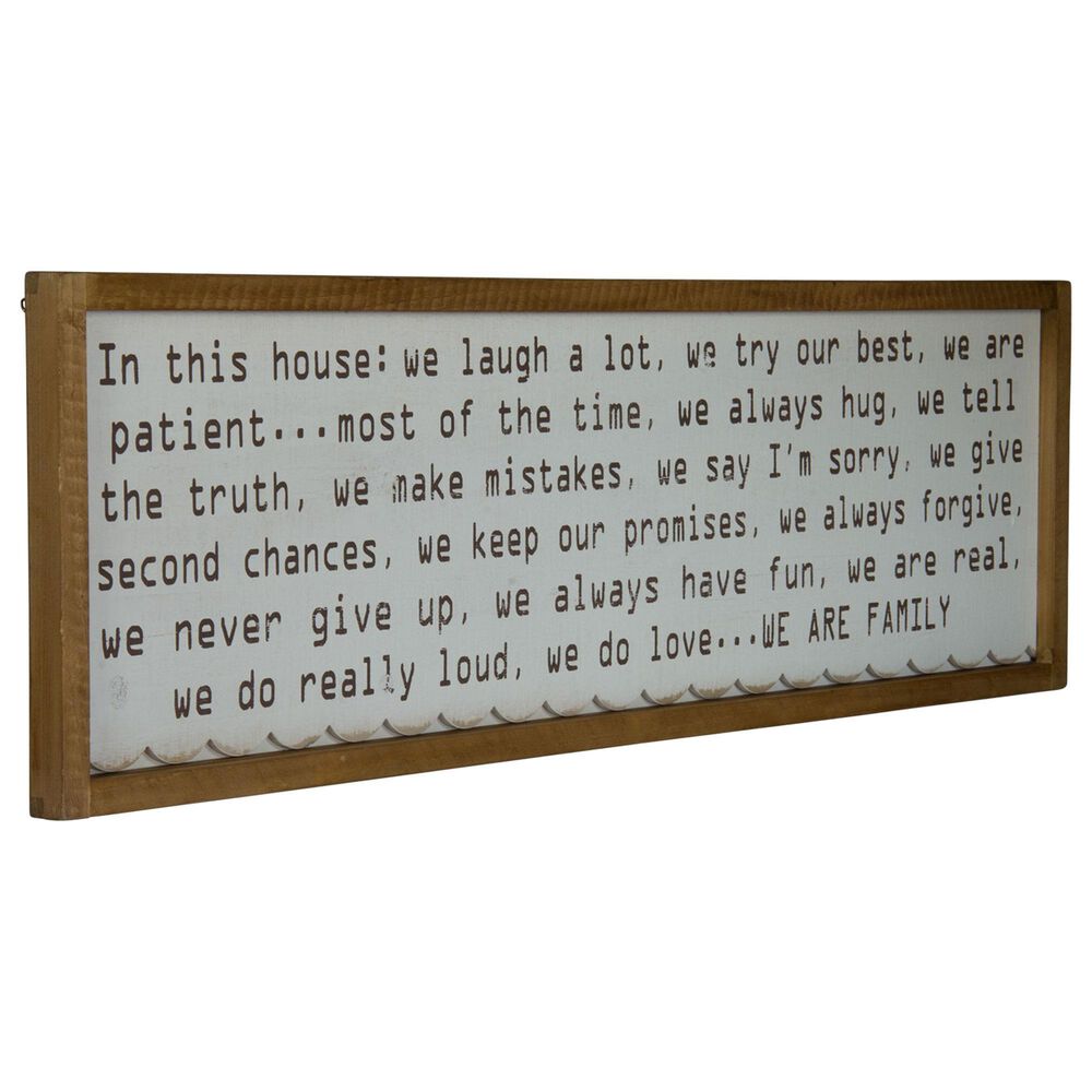 VIP Home and Garden "We are Family" 12" x 40" Sign in Brown, White and Black, , large