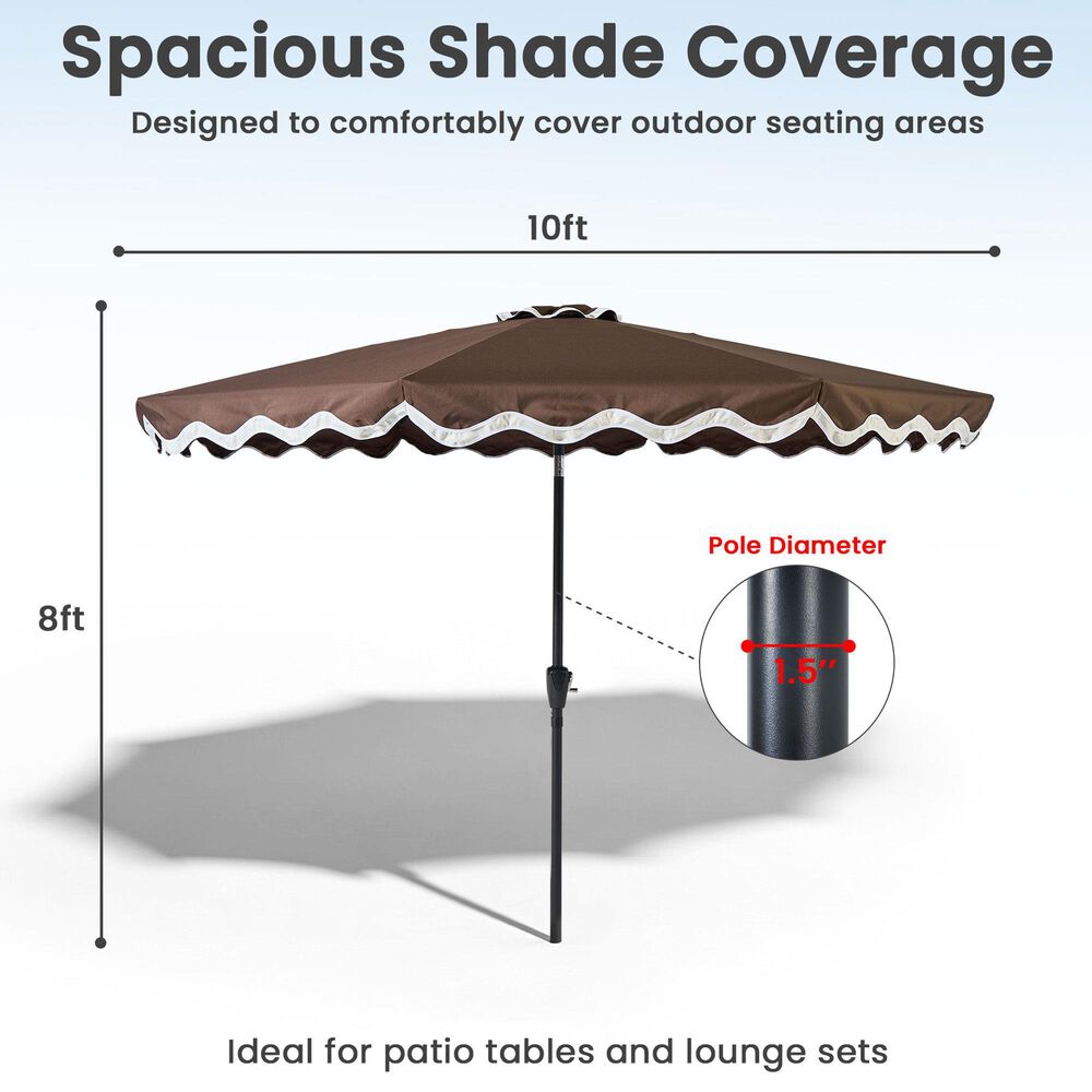 HOMLUX 10' Patio Umbrella with Lights in Dark Brown, , large
