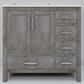 Lexora Home Jacques 36" Left Offset Single Bathroom Vanity in Distressed Grey with 2 cm White Quartz Top and Rectangular Sink, , large