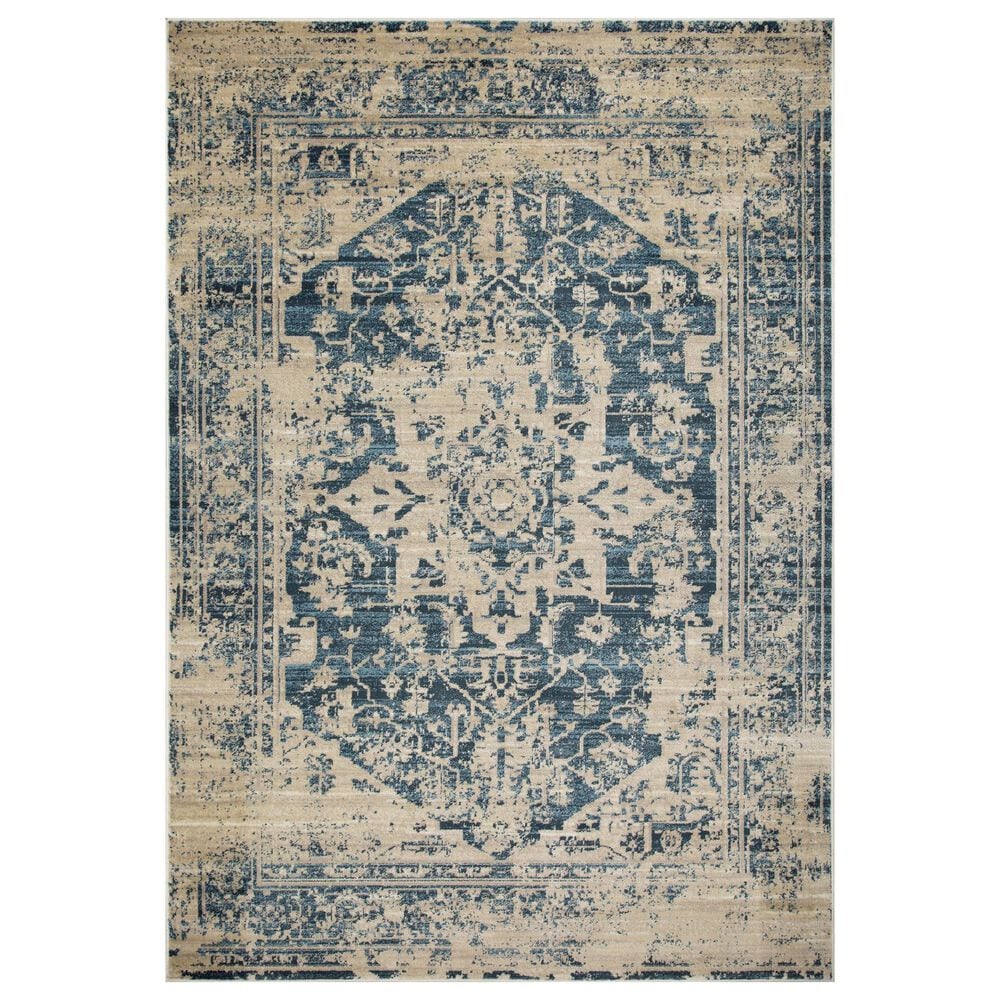 Kas Oriental Rugs Heritage Traditions 5"3" x 7"8" Ivory and Blue Area Rug, , large