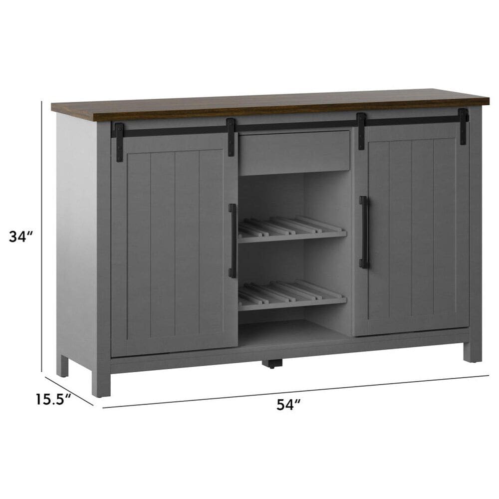 RTJ Furniture 2-Door Sideboard with Wine Storage in Antique Gray, , large