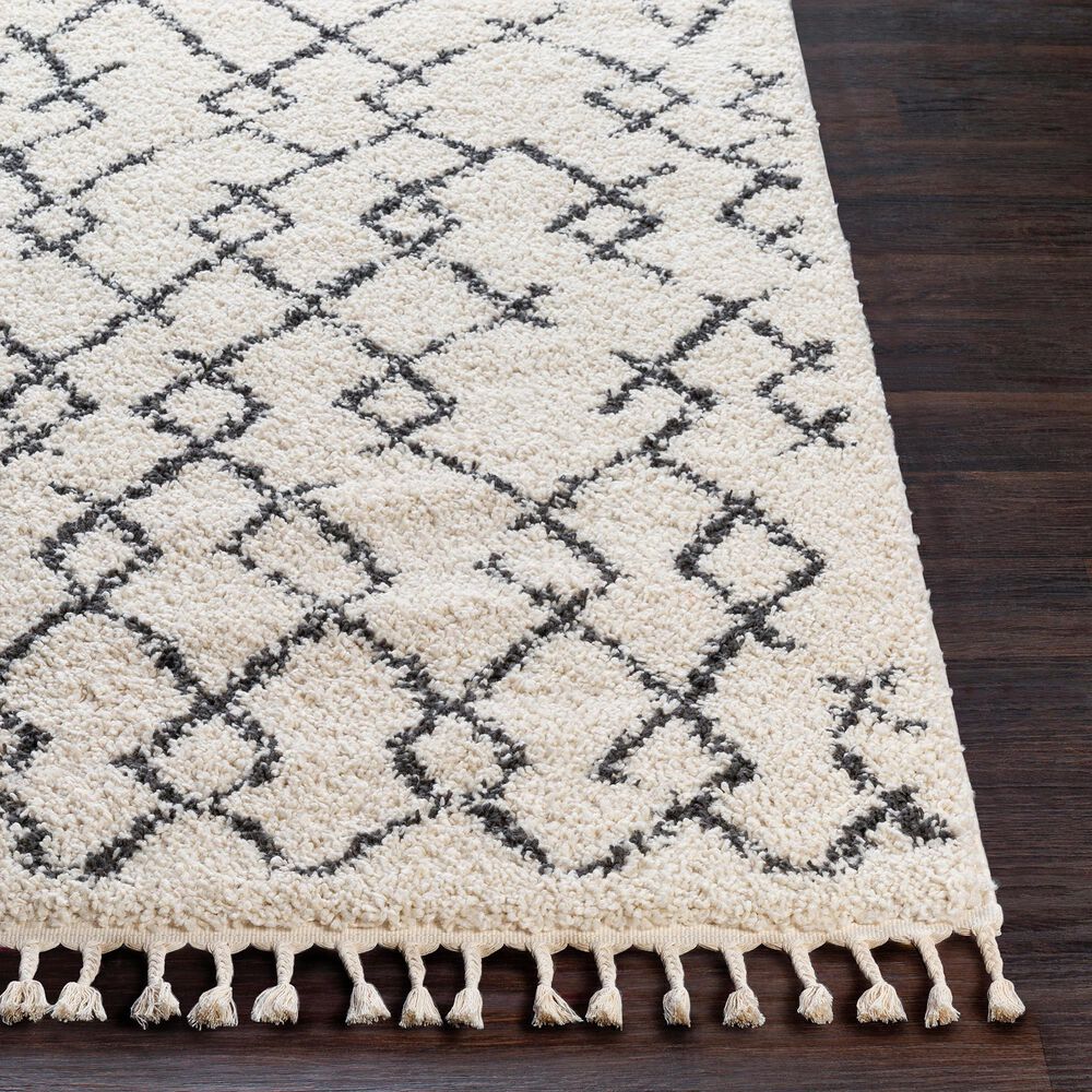 Surya Berber Shag BBE2301 6&#39;7&quot; x 9&#39; Charcoal and Beige Area Rug, , large