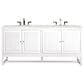 James Martin Vanities Athens 72" Double Bathroom Vanity in Glossy White with 3 cm Eternal Jasmine Pearl Quartz Top and Rectangular Sinks, , large