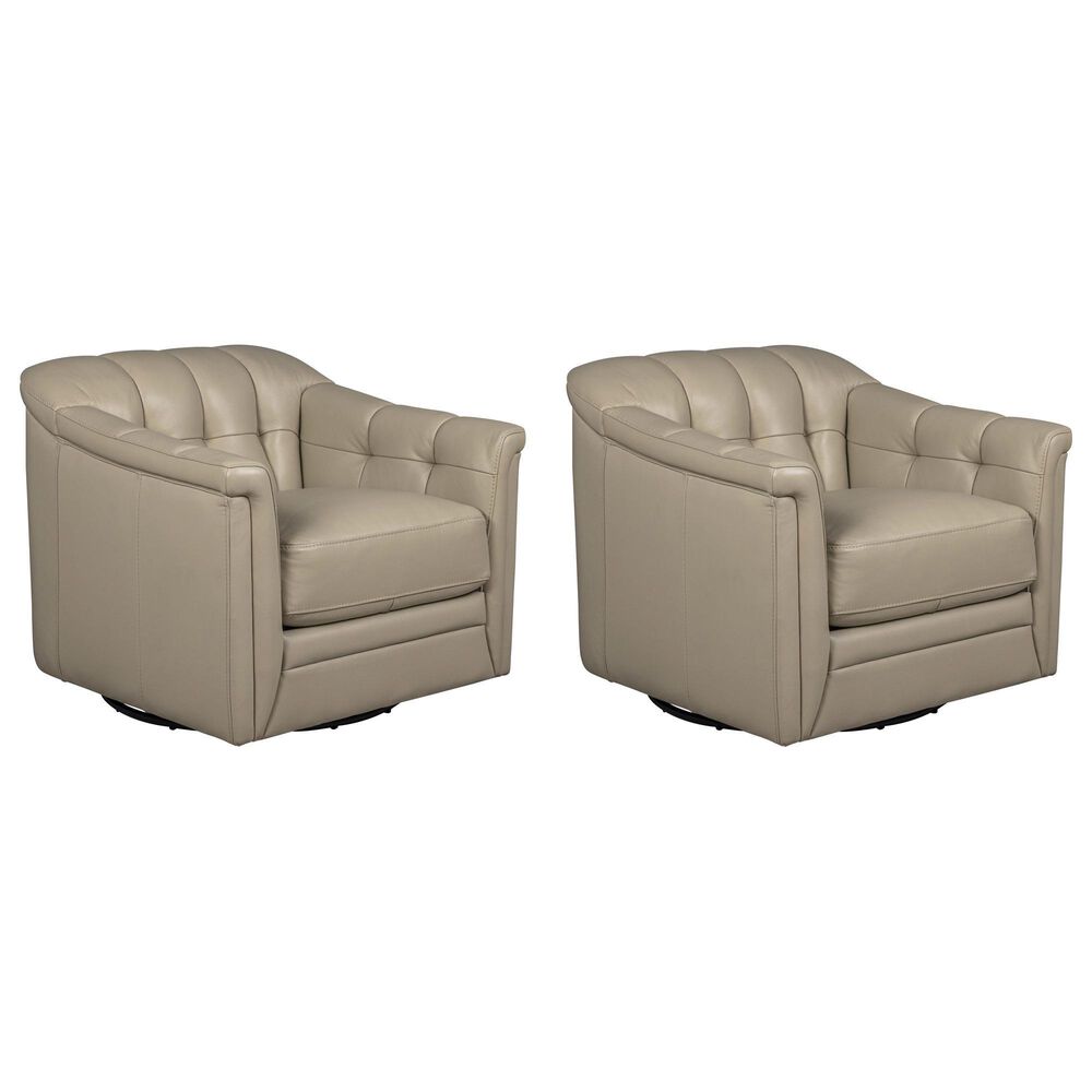 Hydeline Mingle Leather Swivel Chair in Vanilla (Set of 2), , large