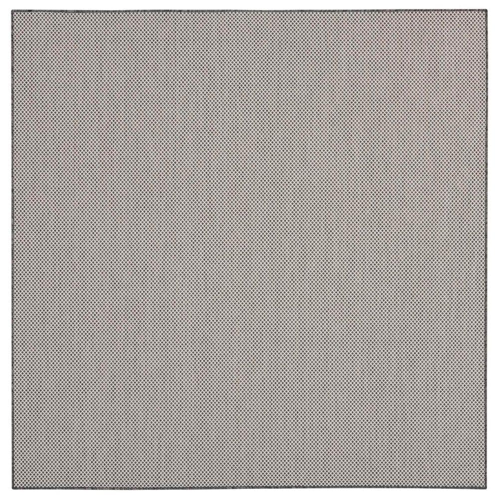 Nourison Courtyard Ivory and Charcoal 6&#39; Square Indoor/Outdoor Area Rug, , large