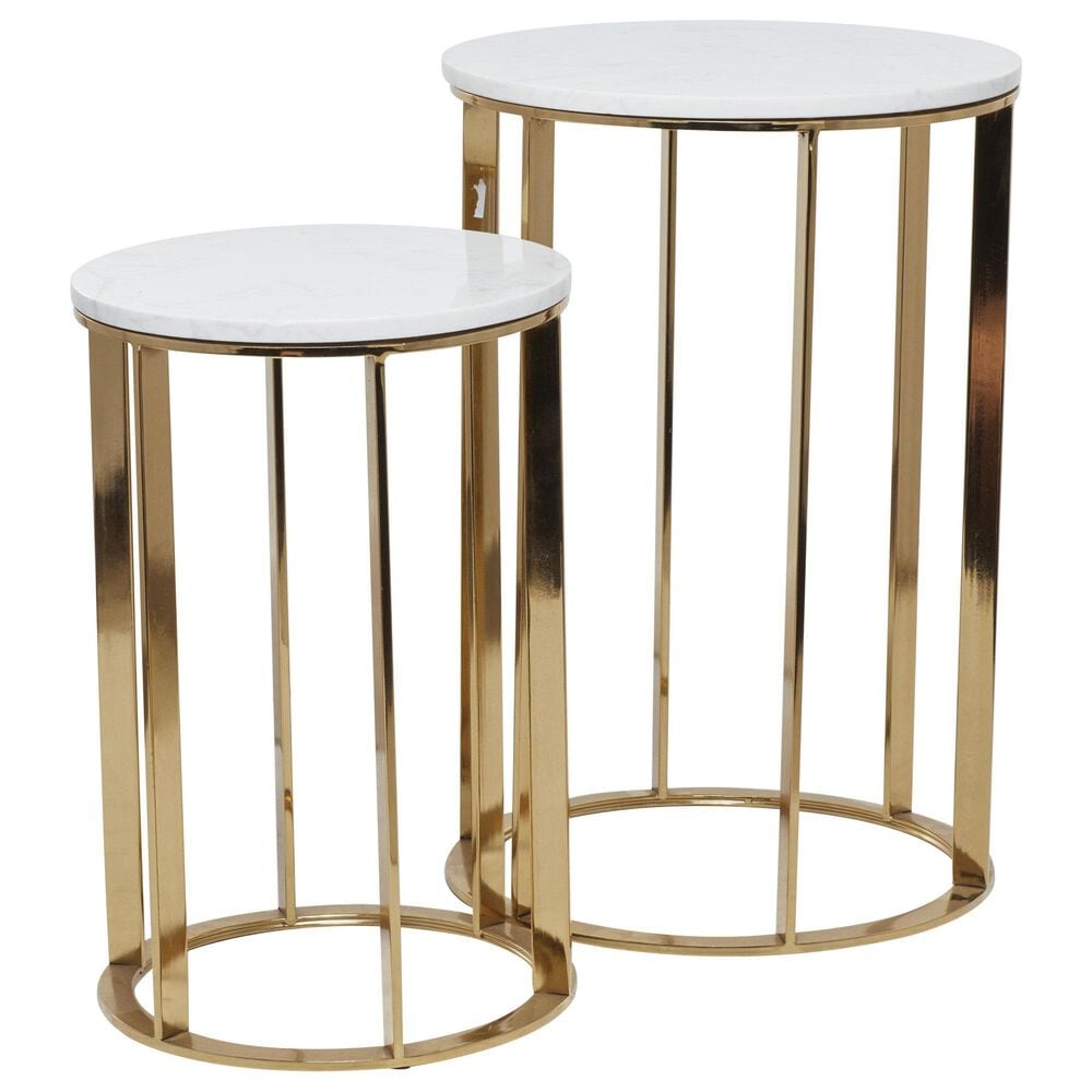 Maple and Jade End Table with Marble Top in Gold (Set of 2), , large