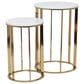 Maple and Jade End Table with Marble Top in Gold (Set of 2), , large