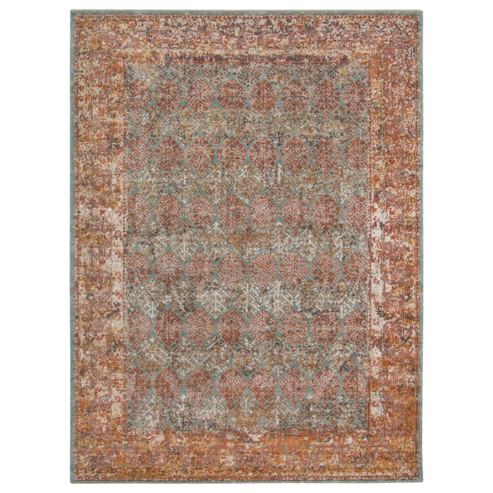 Amer Rugs Eternal 3"11" x 5"11" Sea Blue and Rust Area Rug, , large