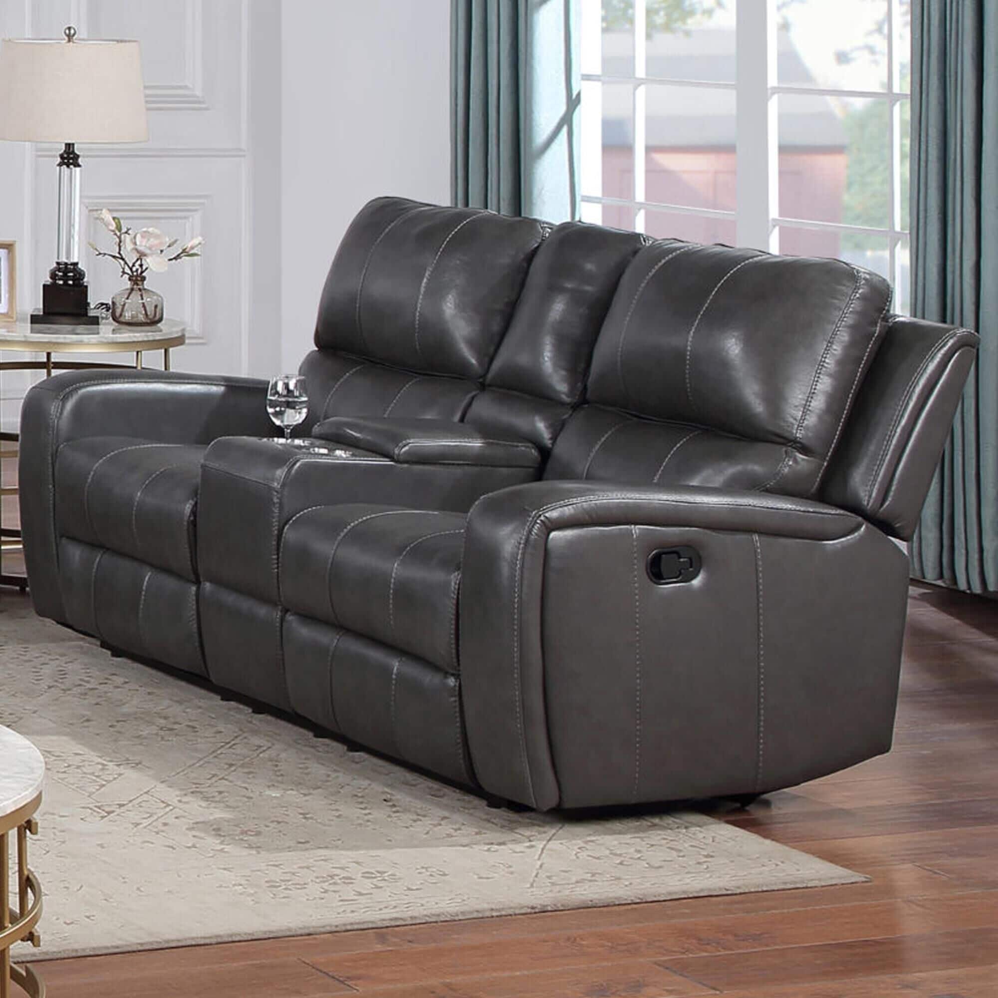 Dark gray reclining loveseat top