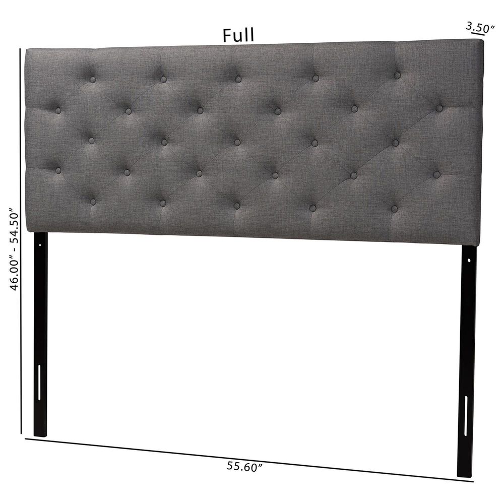 Baxton Studio Viviana Full Upholstered Headboard in Grey, , large