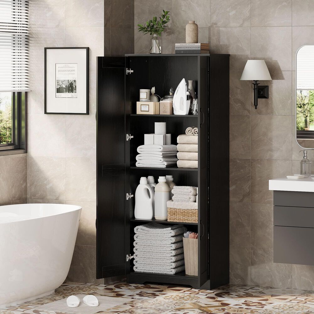GARVEE 60" Kitchen Pantry Cabinet in Black, , large
