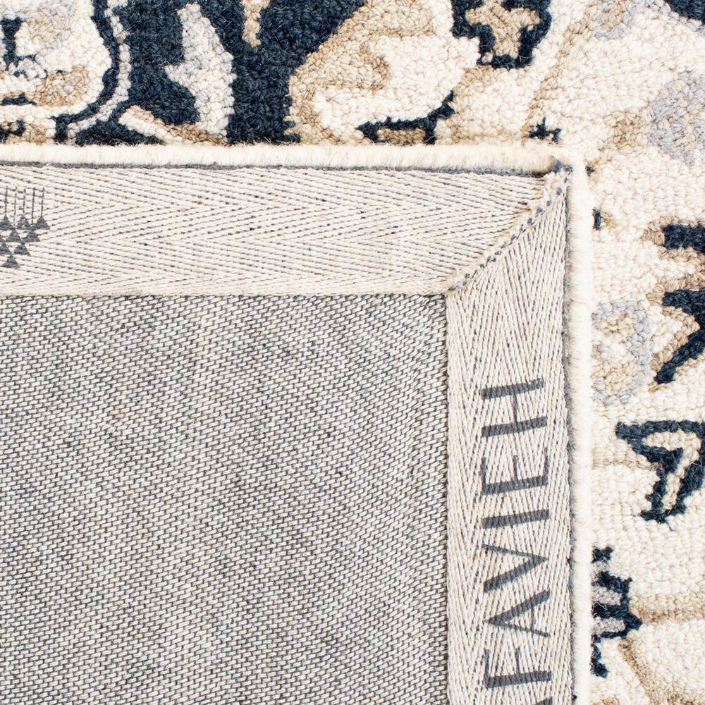 Safavieh Micro-Loop Oriental 2&#39;3&quot; x 7&#39; Ivory and Navy Runner, , large