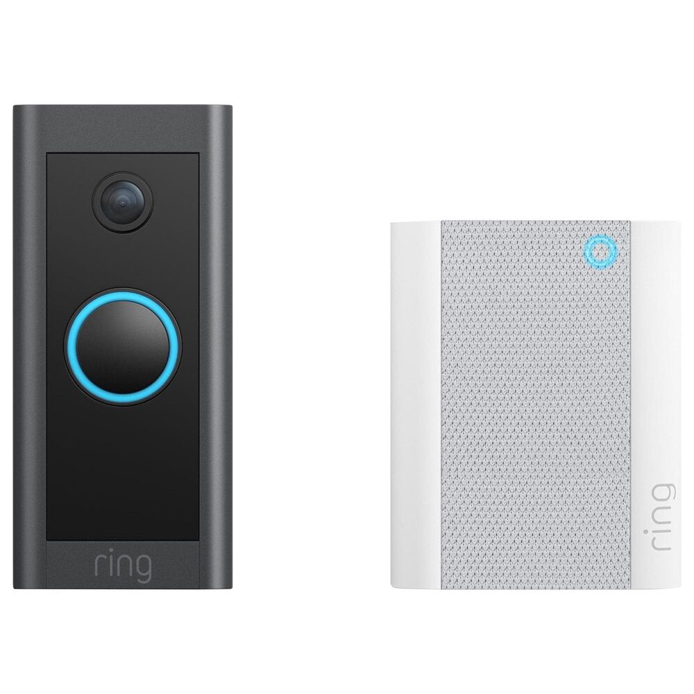 Ring Video Doorbell Wired with Chime 2 in Black and White, , large