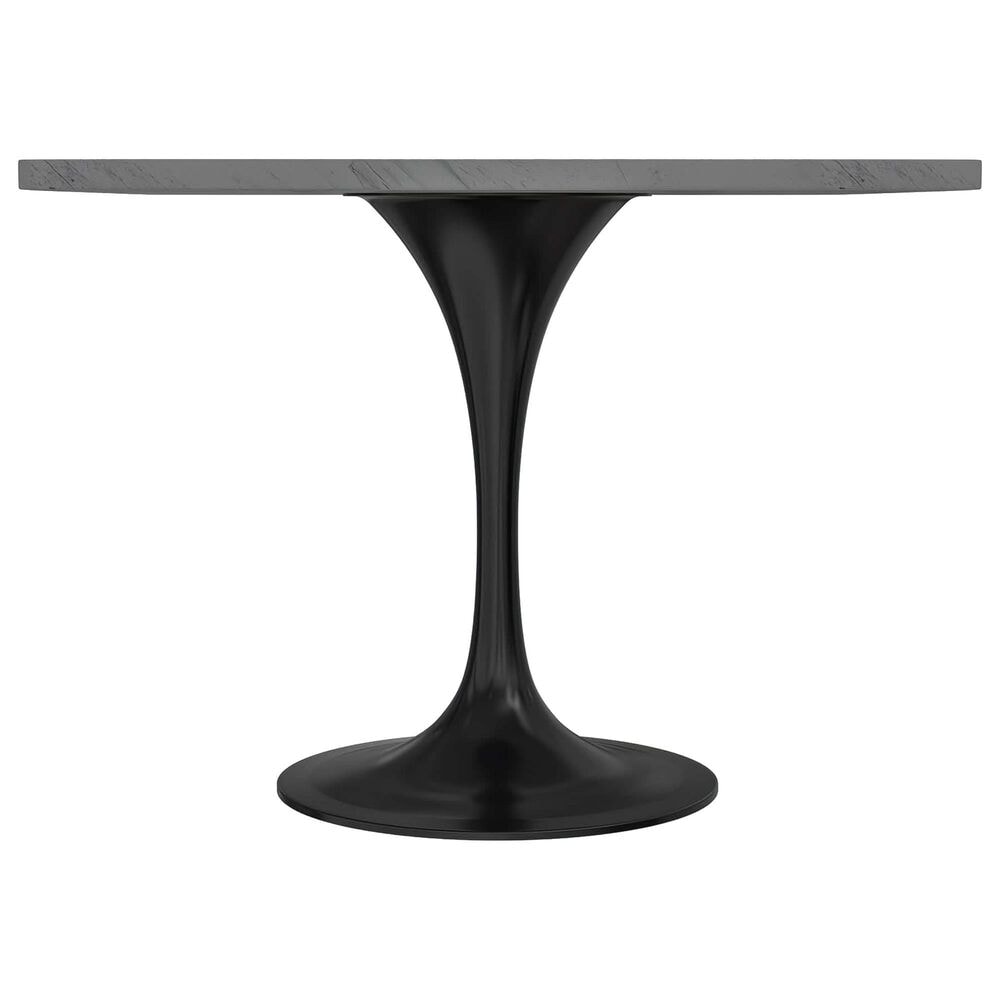 Leisuremod LeisureMod Verve Collection 36 Square Dining Table, Black Base with Laminated White Marbleized Top, , large