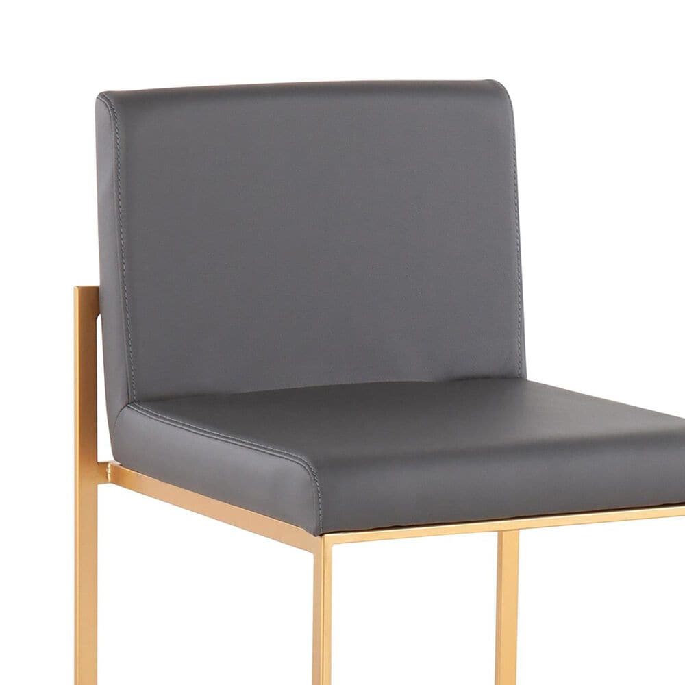 Lumisource Fuji High Back Counter Stool with Grey Faux Leather Cushion in Gold &#40;Set of 2&#41;, , large