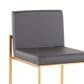 Lumisource Fuji High Back Counter Stool with Grey Faux Leather Cushion in Gold (Set of 2), , large
