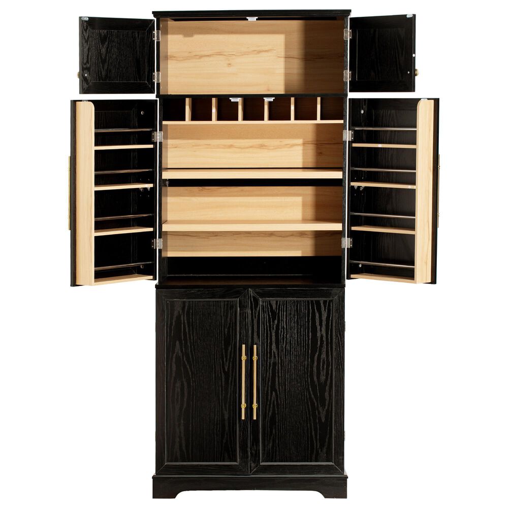 HOMLUX HOMLUX 78.2" Tall Farmhouse Kitchen Pantry Cabinet with 8 Door Shelves, Storage Cabinet with 4 Adjustable Shelves, Hidden Drawer, Wine Rack, Versatile Cupboard for Kitchen, Dining &amp; Bathroom, Ash Black, , large