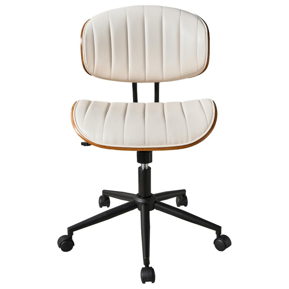HOMLUX Ergonomic Swivel Office Chair with Vertical Channel-Tufted Cushion in White, , large