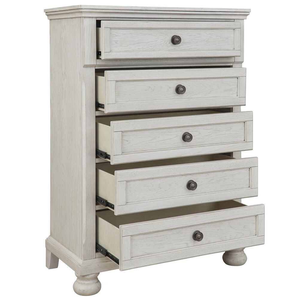 Ashley Robbinsdale 5 Drawer Single Knob Chest in Antique White, , large