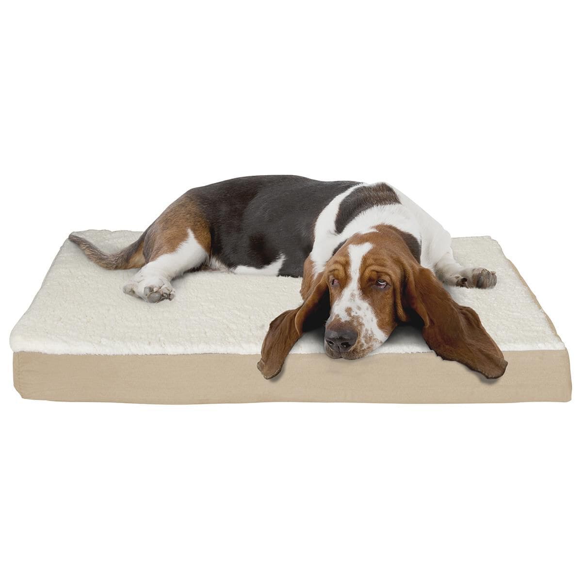 Timberlake Petmaker Orthopedic Sherpa Top Pet Bed in Tan