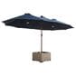 HOMLUX 2-Piece 14.5 ft Patio Umbrella and All-weather Rattan, Square Coffee Table Outdoor Set in Dark Blue, , large