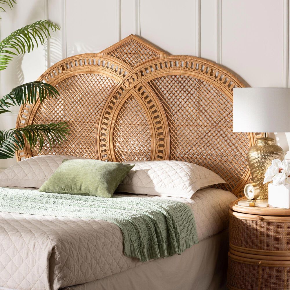 Baxton Studio Nerita Queen Standalone Headboard in Light Honey, , large