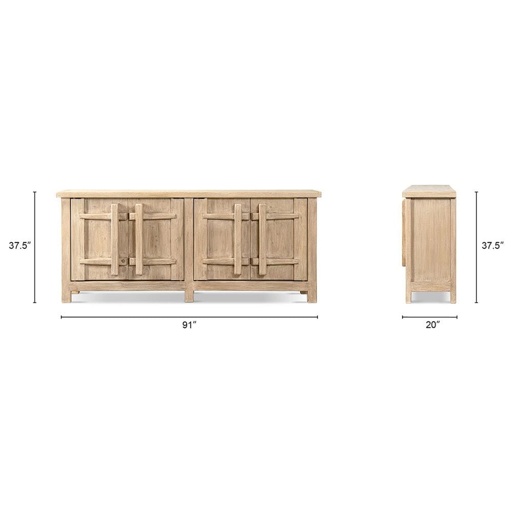 Jennifer Taylor Home Rowan 91" 4-Door Sideboard in Heritage Light Natural Brown, , large
