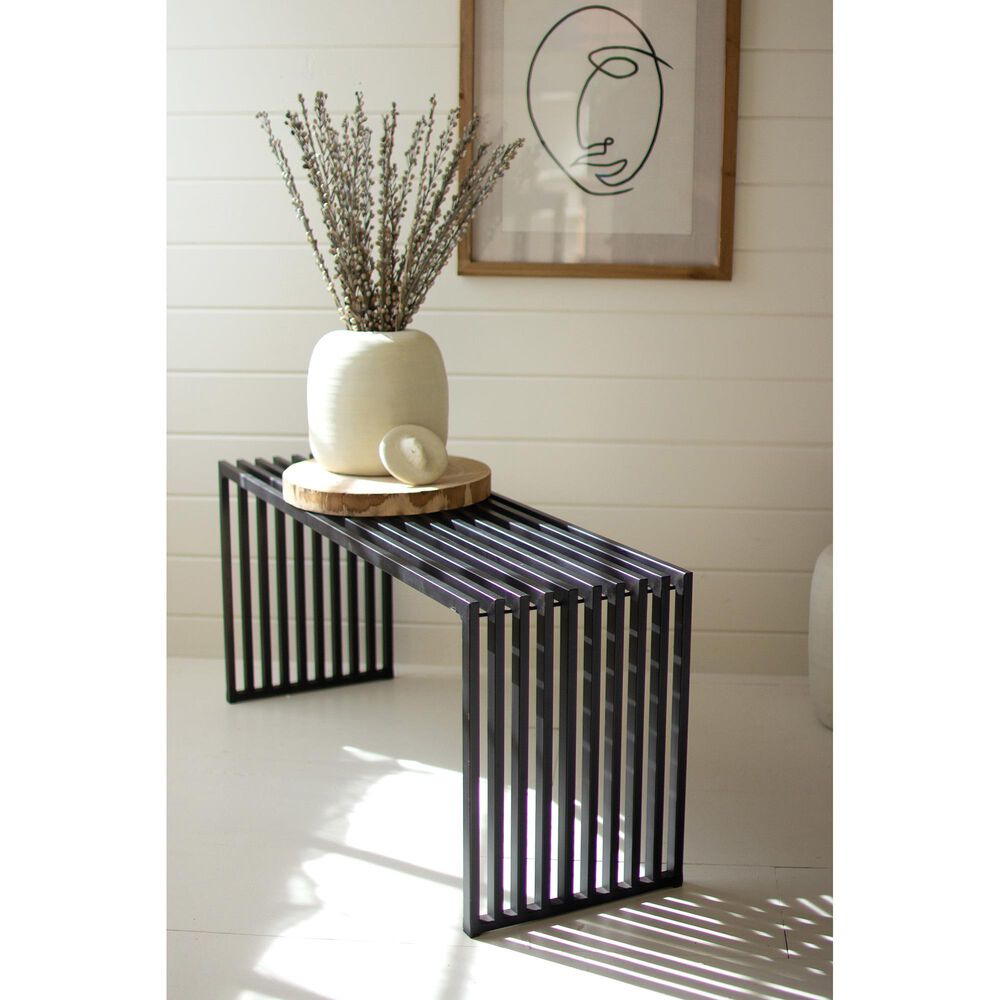 Kalalou Metal Bench in Matte Black, , large