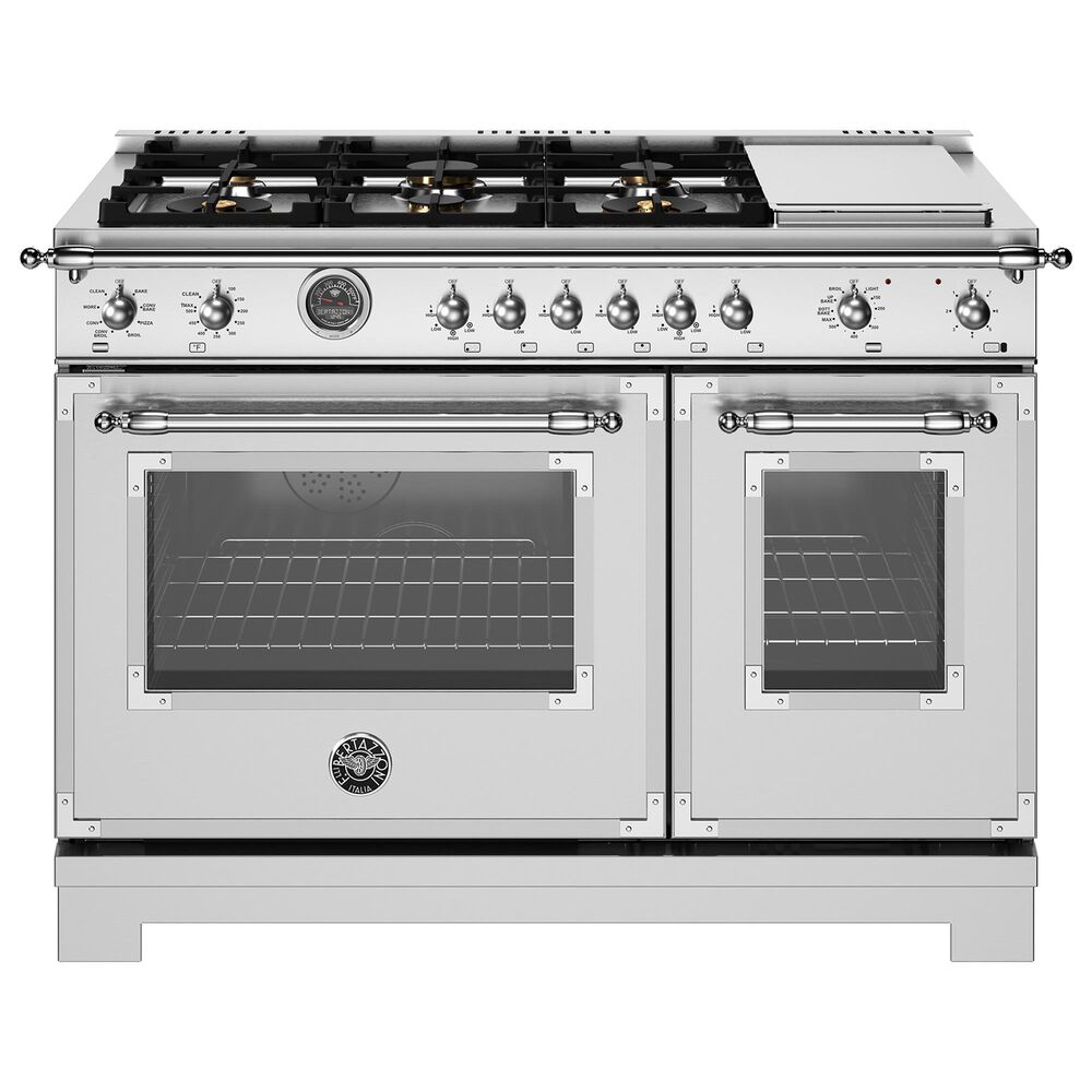 Bertazzoni Heritage 7 Cu. Ft. 48" Dual Fuel Range 6 Sealed Burners in Stainless Steel, , large