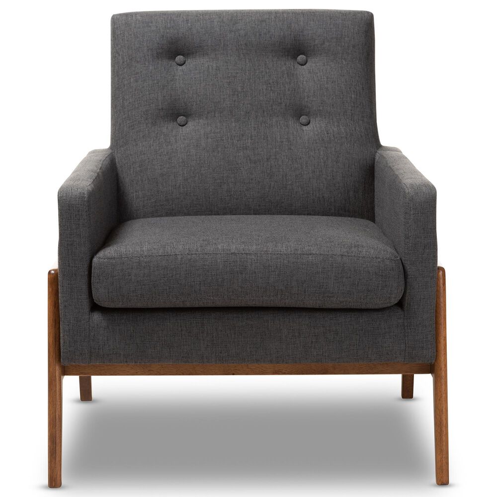 Baxton Studio Perris Lounge Chair in Dark Grey, , large