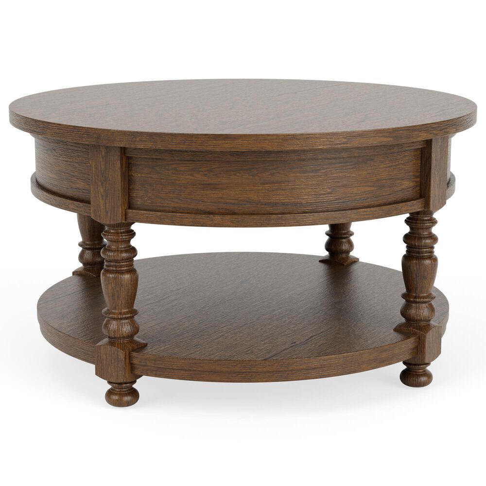 Riverside Furniture Eastlake Round Cocktail Table in Whiskey Oak, , large
