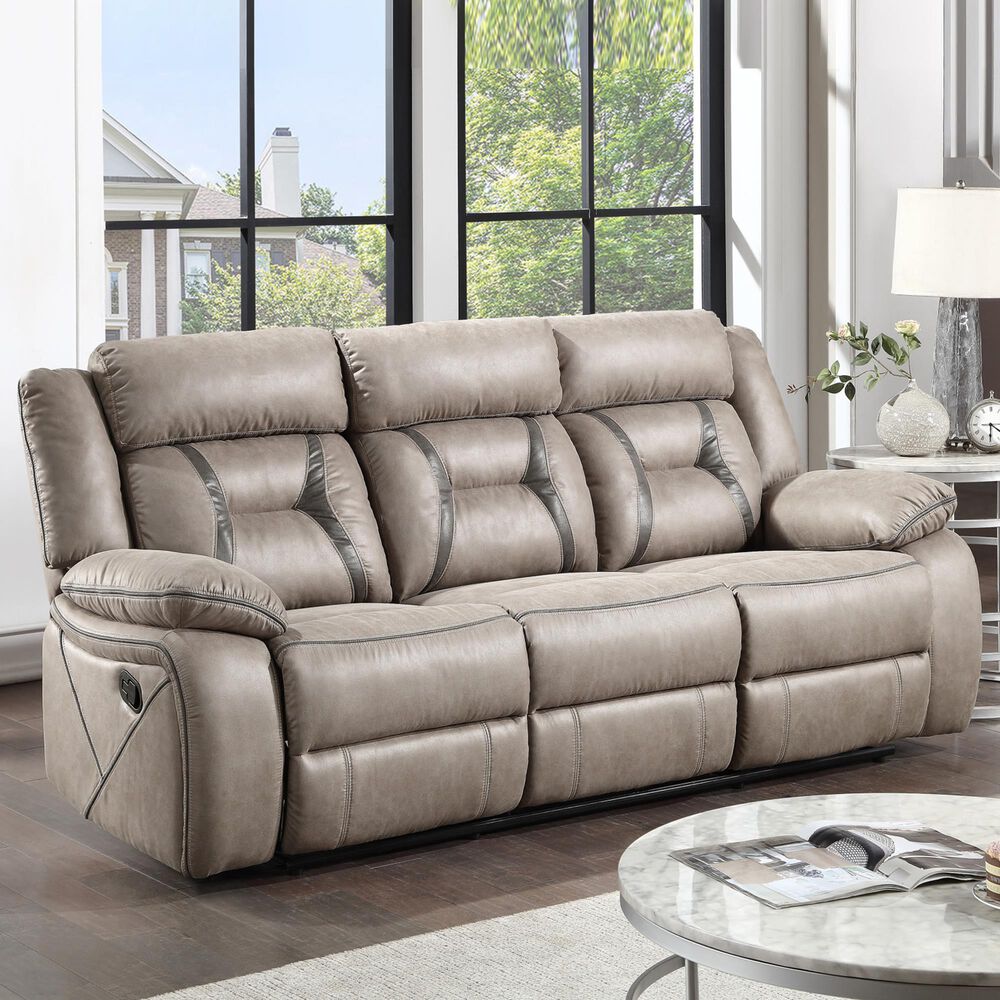 Steve Silver Tyson Manual Reclining Sofa with Dropdown Console in Grey, , large