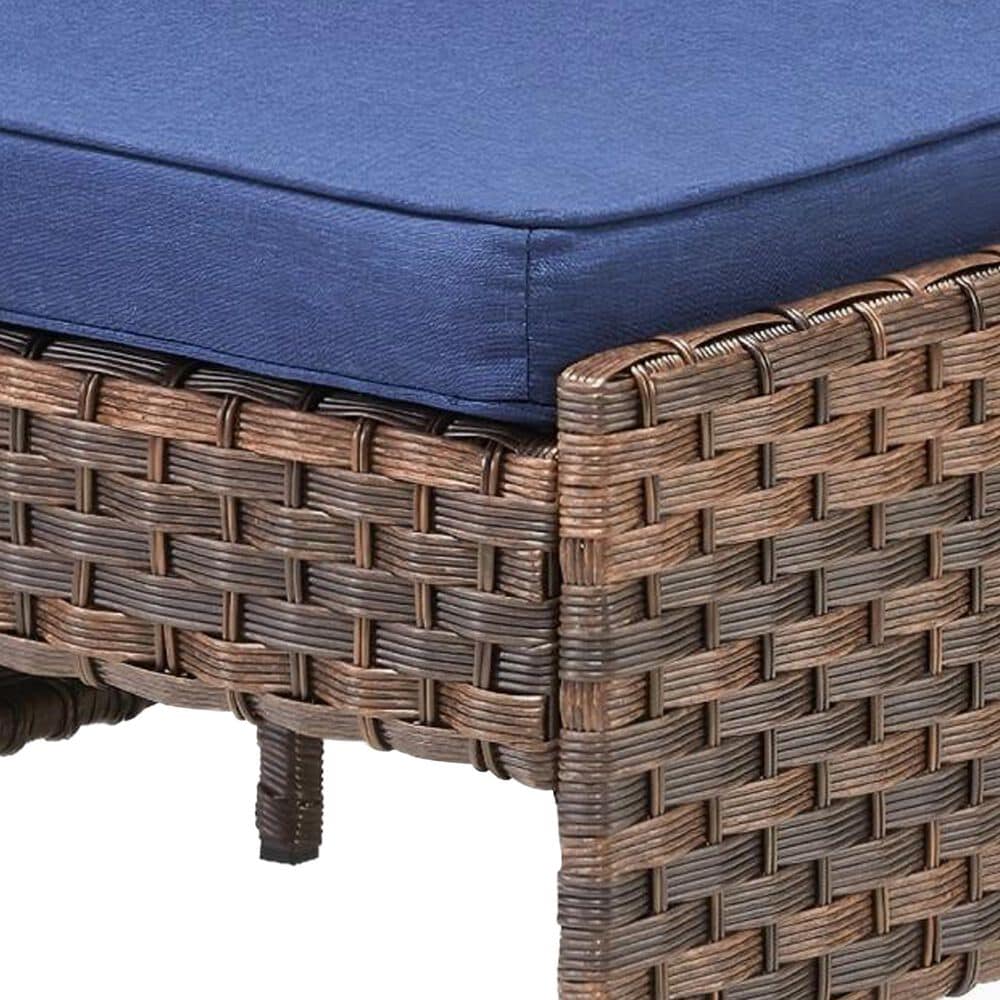 Sunwell Garden 14.4" Ottoman with Navy Cushion in Brown (Set of 2), , large