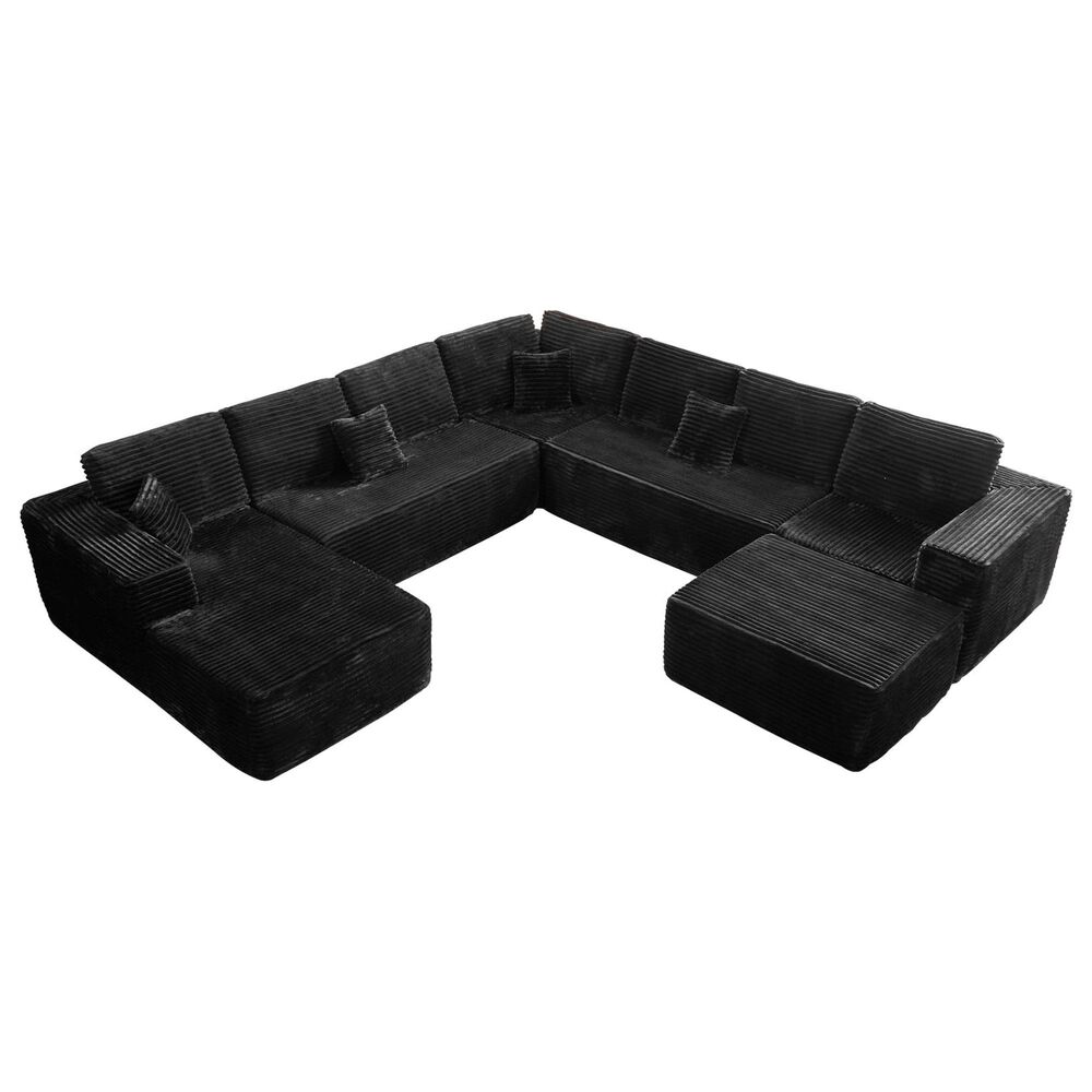 Noviland HOMLUX 5-Piece Mod U-Sectional with Chaise in Black, , large