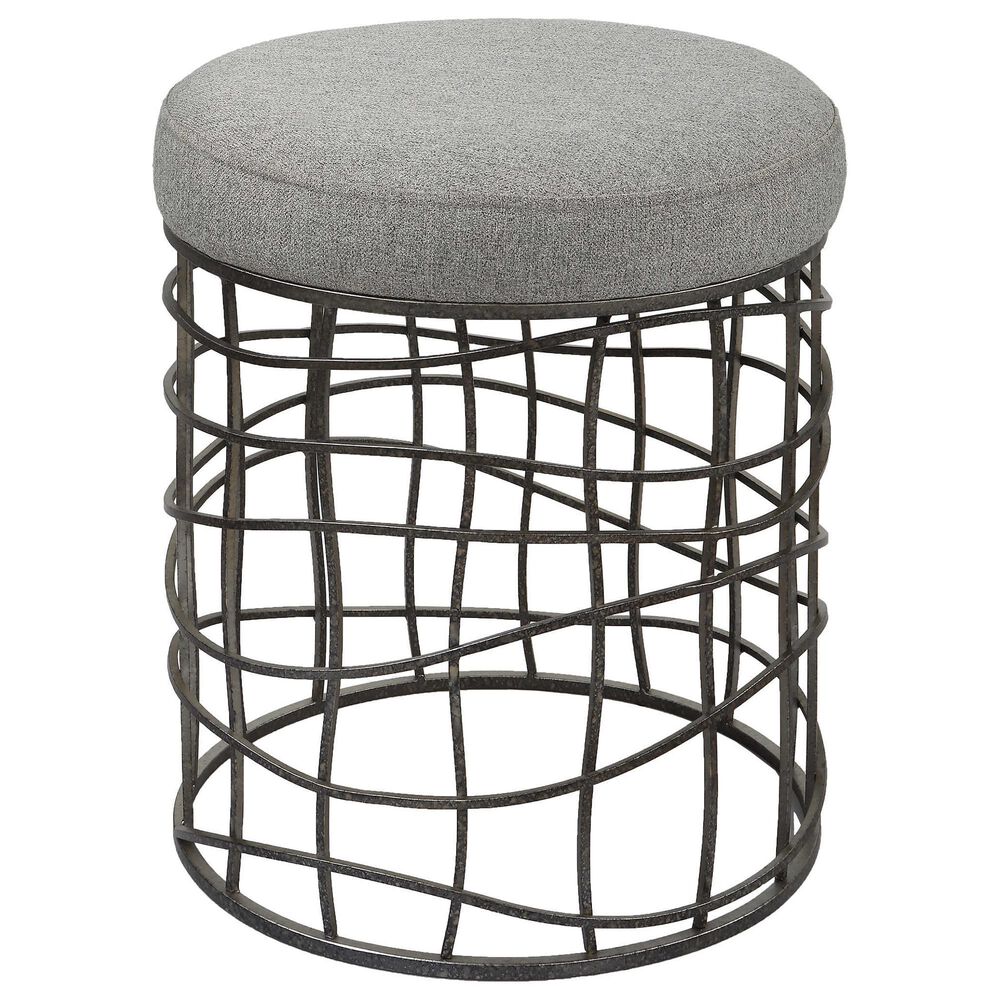 Uttermost Carnival Accent Stool in Burnished Silver, , large
