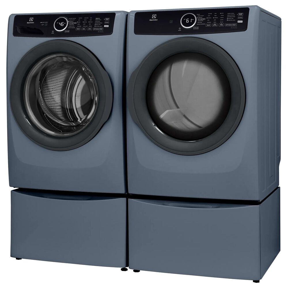 Electrolux 400 Series 4.5 Cu. Ft. Front Load Washer and 8 Cu. Ft. Electric Dryer Laundry Pair with Two Pedestal Storage Drawers in Denim Blue, , large