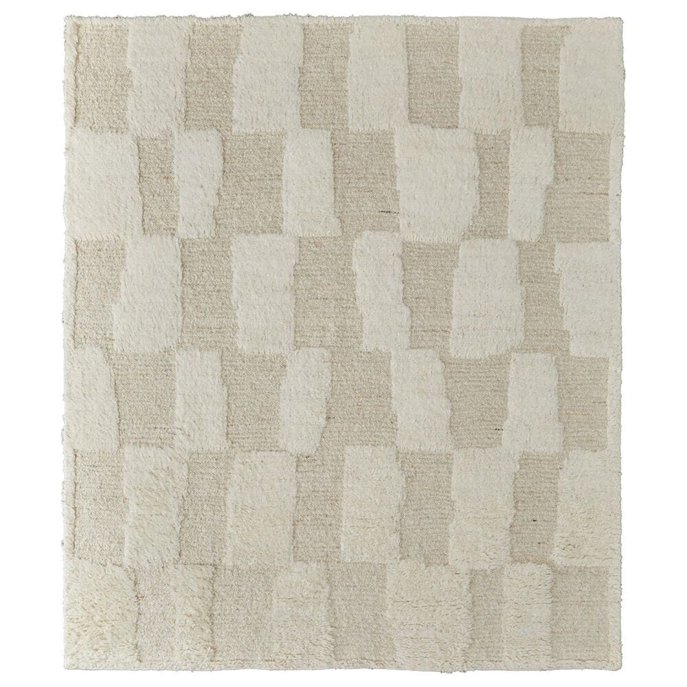 Feizy Ashby Geometric 9" Round Ivory and Beige Area Rug, , large
