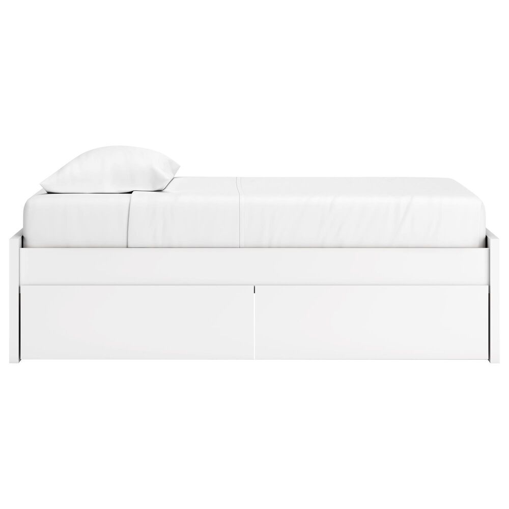 Ashley Onita Twin Platform Bed with No Headboard and 1 Side Storage in White, , large