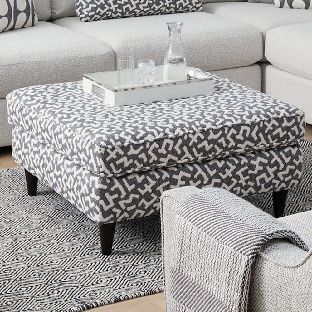 Xenia Contour Natural Cocktail Ottoman in Downunder Denim, , large