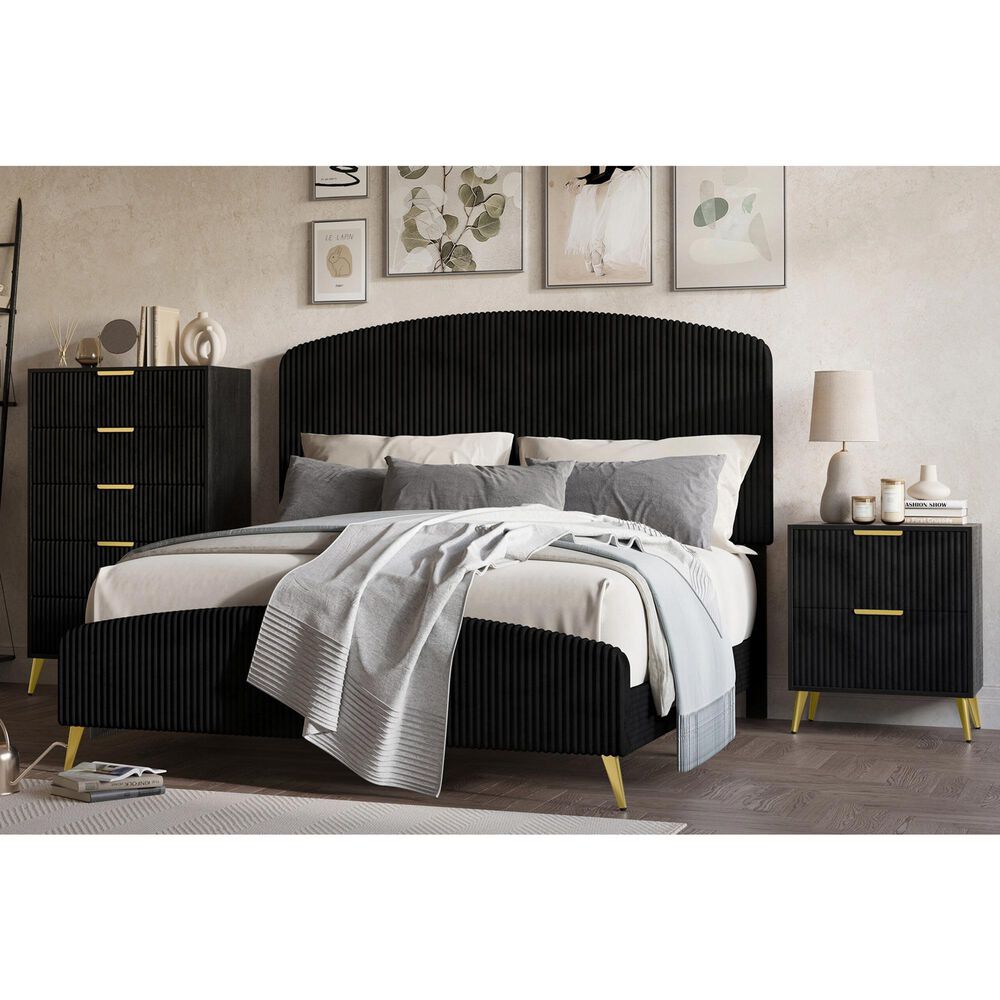 New Heritage Design Kailani 2-Drawer Nightstand in Black, , large