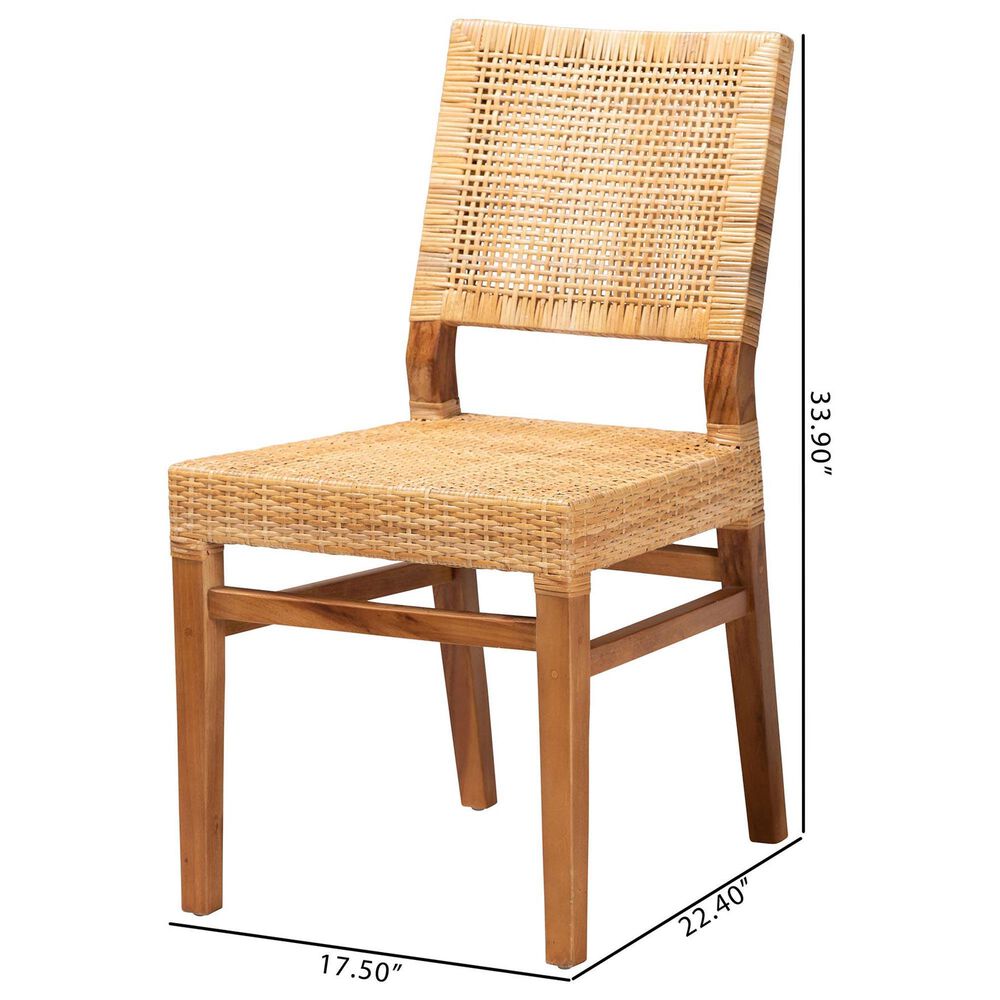 Baxton Studio Lesia Side Chair in Natural Brown and Walnut Brown, , large