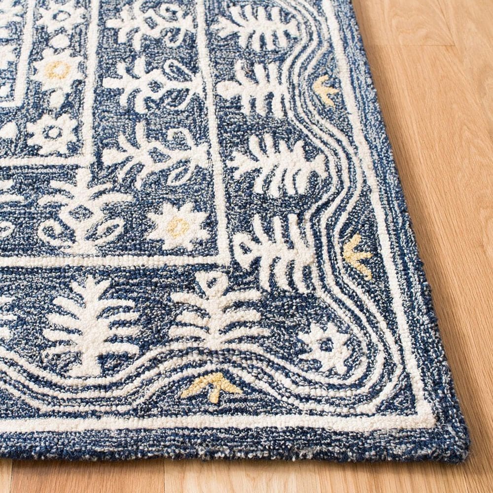 Safavieh Micro-Loop MLP619M 4&#39; x 6&#39; Blue and Ivory Area Rug, , large