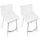 Lumisource Mason Swivel Counter Stool with White Cushion in Stainless Steel and Walnut (Set of 2), , large