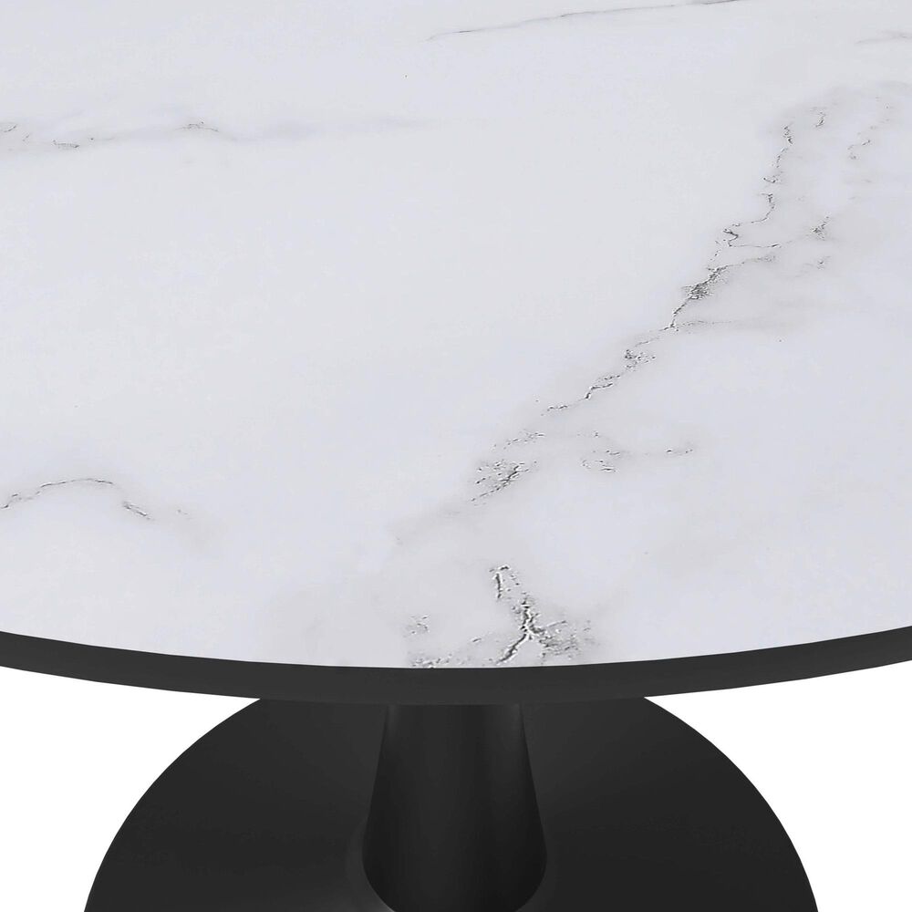 Leisuremod Leisuremod Bristol 40 round dining table Black base with marbled MDF top, , large