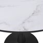 Leisuremod Leisuremod Bristol 40 round dining table Black base with marbled MDF top, , large