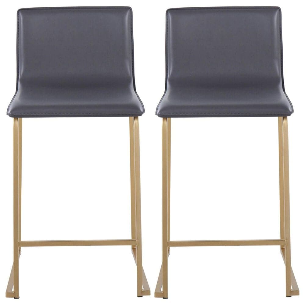 Lumisource Mara Counter Stool with Grey Cushion in Gold &#40;Set of 2&#41;, , large