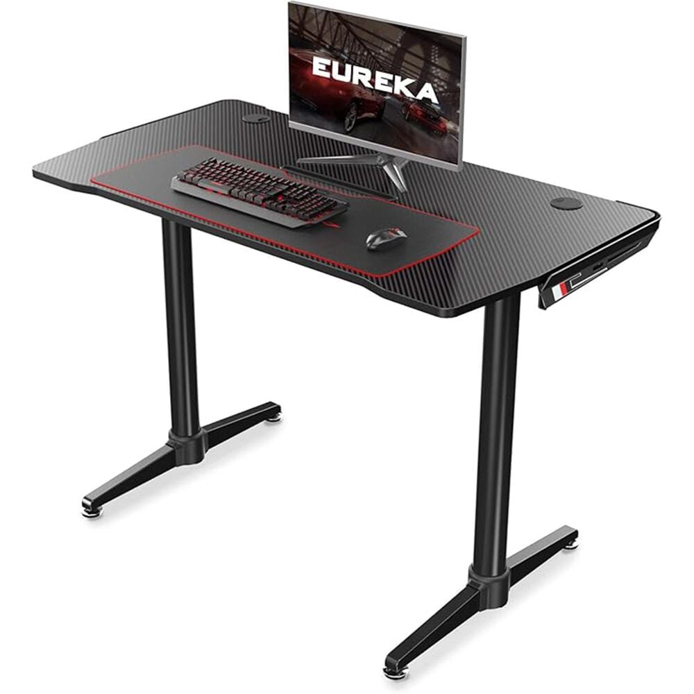 Eureka Ergonomics 44" Curved Gaming Desk in Black and Red, , large