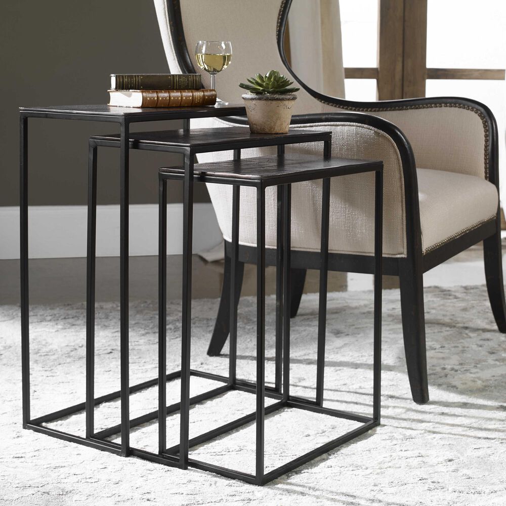 Uttermost Coreene Nesting Tables Set of Three in Black NFM