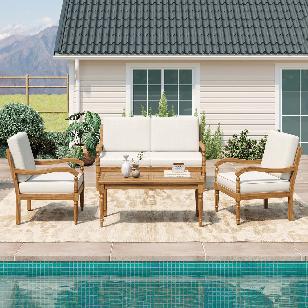 HOMLUX 4-Piece Outdoor Conversation Set in Beige, , large