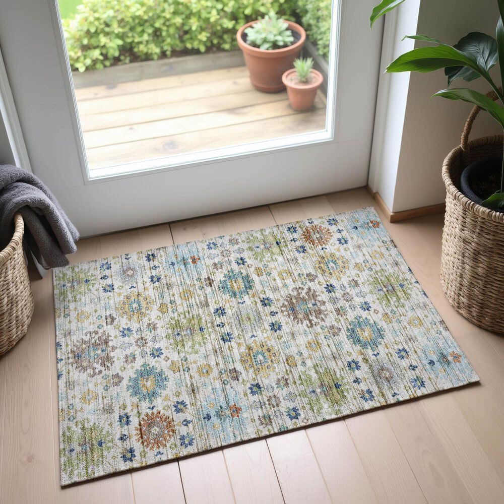 Dalyn Rug Company Silk Road Ivory, Aloe, Blue, Gold, Copper and Taupe 2&#39;6&quot; x 3&#39;10&quot; Area Rug, , large